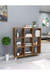 Bofigo Cube Bookshelf with 9 Sections and Shelves Square Bookcase Library Walnut