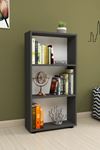 Dekoratif 3 Raflı Kitaplık Modern Kitaplık Antrasit