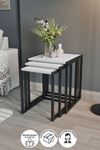 Bofigo 3-Set Metal Nesting Table Nesting Table Nesting Table Center Table Side Table White