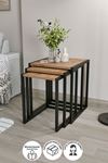 Bofigo 3-Set Metal Nesting Table Nesting Table Nesting Table Center Table Side Table Pine