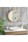 Bofigo 45 Cm Rio Banyo Aynası Dekoratif Lavabo Aynası Yuvarlak Ayna Çam