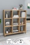 Bofigo Cube Bookshelf with 9 Sections and Shelves Square Bookcase Library Pine