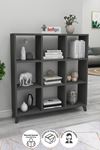Bofigo Cube Bookshelf with 9 Sections and Shelves Square Bookcase Library Anthracite