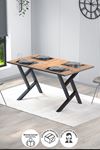 Bofigo Yemek Masası Metal Ayaklı Mutfak Masası Luna  85 x 150 Cm Yıldız Ayaklı Çam