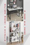 Bofigo 2 Raflı Çalışma Masası Bilgisayar Masası Ofis Ders Masası + 5 Raflı Kitaplık Metal Kitaplık Beyaz