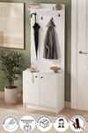 21-13-01 2-Door Hall Tree with Coat Rack and Shoe Cabinet WHITE