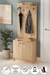 21-13-14 2-Door Hall Tree with Coat Rack and Shoe Cabinet SAPPHIRE OAK