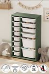 Bofigo 14 Sepetli Dolap Çok Amaçlı Dolap Oyuncak Dolabı Rüya Yeşil