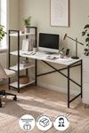 Bofigo 120X55 Cm Raflı Çalışma Masası Bilgisayar Masası Ofis Masası Ders Masası Cervantes Beyaz