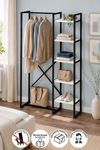 26-06-01 Loftix Open Hall Tree / Freestanding Entryway Coat Rack with Shelves (White)